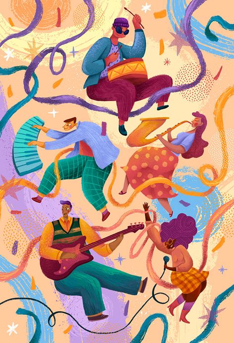 Music Festival Poster, Music Illustration, Party People, Music People, People Illustration, Cartoon Character Design, Book Ideas, Illustration Character Design, Childrens Illustrations