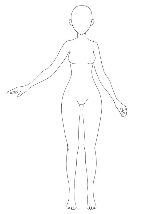 Body Base Drawing For Fashion Design, Body Drawing Standing Straight, Body Base Drawing Standing Straight, Body Base Front And Back, Girl Standing Reference Drawing, Simple Standing Pose Reference Drawing, Female Standing Poses Drawing, Body Base Standing, Full Body Template