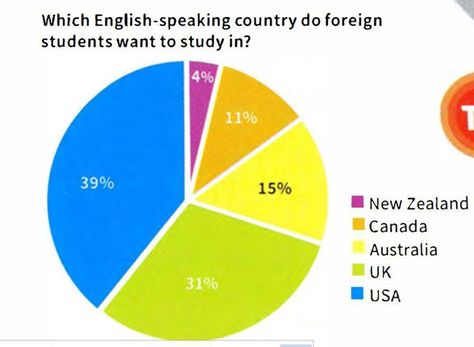 IELTS Task 1 Sample (Pie Chart)Arrow Left #1 IconArrow right #1 Icon Pie Chart Ielts Task 1, Student Survey, Esl Lessons, 100 Words, International Students, Study Abroad, Learn English, Blockchain, Cambridge