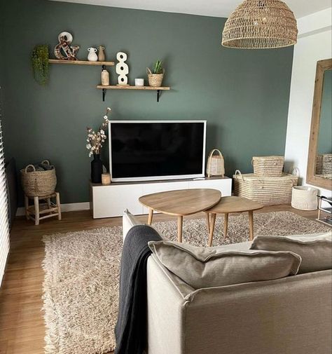 Green Living Room Color Scheme, Sage Living Room, Green Walls Living Room, Sage Green Living Room, Green Living Room Decor, Feature Wall Living Room, Living Room Wall Color, Accent Walls In Living Room, Living Room Color Schemes