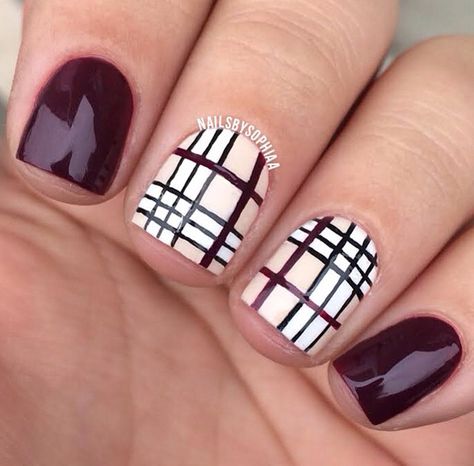 Plaid Fall Nails, Fall Plaid Nails, Ig Nails, Plaid Nail Designs, Plaid Nail Art, Fall Nail Art Ideas, Colors 2023, French Manicure Nails, Plaid Nails