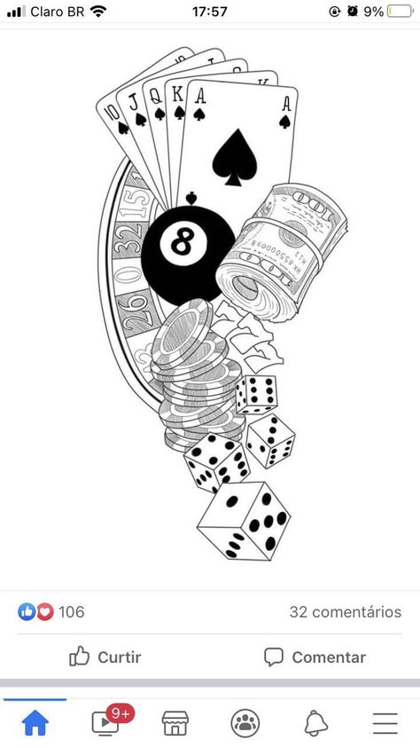 Clock Tattoo Design Forearm, Gambling Tattoo Stencil, Poker Tattoo, Aztec Tattoos Sleeve, Arm Tattoos Drawing, Casino Tattoo, Lucky Tattoo, Hipster Drawings, Card Tattoo Designs