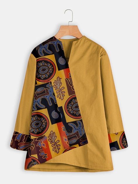 Fancy Top Design, Mode Batik, Vintage Print Dress, Blouse Ideas, Girls Dresses Sewing, Mode Kimono, Plus Size Shirt, Trendy Shirt Designs, Tunic Designs