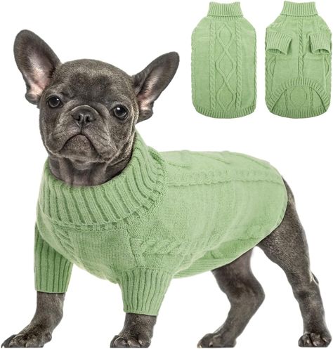 Cable Knitwear, Warm Knit Sweater, Bulldog Francese, Classic Turtleneck, Warm Clothes, Medium Sized Dogs, Dog Sweaters, Small Dog Breeds, Dog Sweater