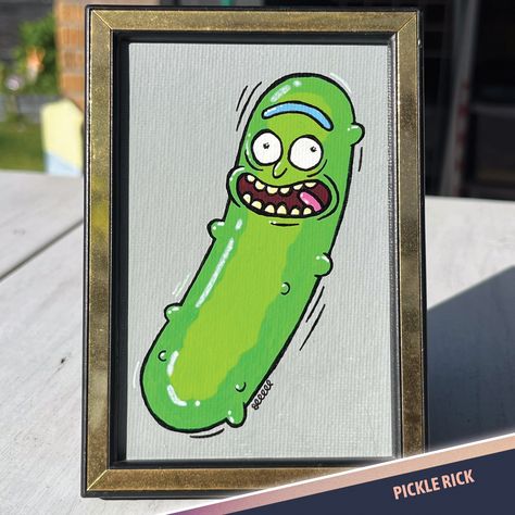 Ayyyooo, stocking up for #wintergeddon #2024 ✍️✍️✍️ saltandpeppershop.company.site #artist #artwork #smallbiz #upcycling #instaartist #smallbusiness #smallbusinessowner #recycling #sellingfast #decor #funnypost #memes Pickle Rick Painting, Pickle Painting, Fineliner Art, Pickle Rick, Creative Shop, Canvas Paint, Meme Funny, Mini Canvas Art, Paint Pens