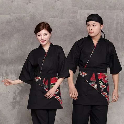 Japan Style chef uniform Japanese Chef service Kimono working wear Restaurant work clothes Tooling uniform Japan Chef Jackets 9# _ - AliExpress Mobile Catering Uniform, Kimono Uniform, Chef Clothing, Japanese Uniform, Uniform Ideas, Restaurant Uniforms, Hotel Uniform, Chef Jackets, Short Sleeve Kimono