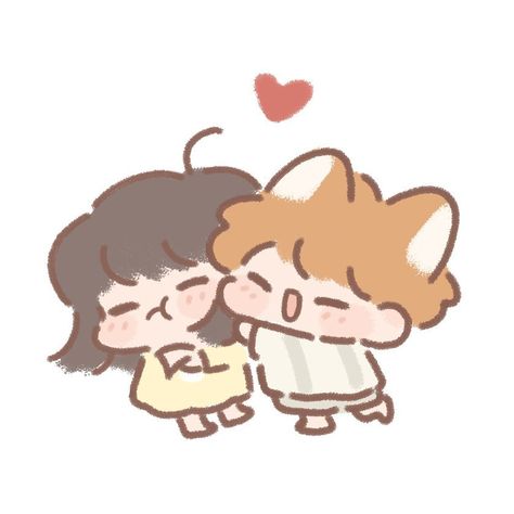 Hug Cute Drawing, Purrfect Tale Pfp, Couple Chibi Art, Purrfect Tale Icons, Purrrfect Tale, Purfect Tale, Couple Chibi, Hug Pose, Purrfect Tale