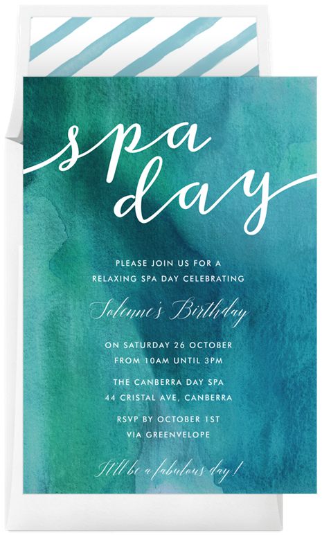 Spa Day Invitations, Spa Day Party, Spa Party, 12th Birthday, Party Poster, Retirement Parties, Online Invitations, Spa Day, Bachelorette Party