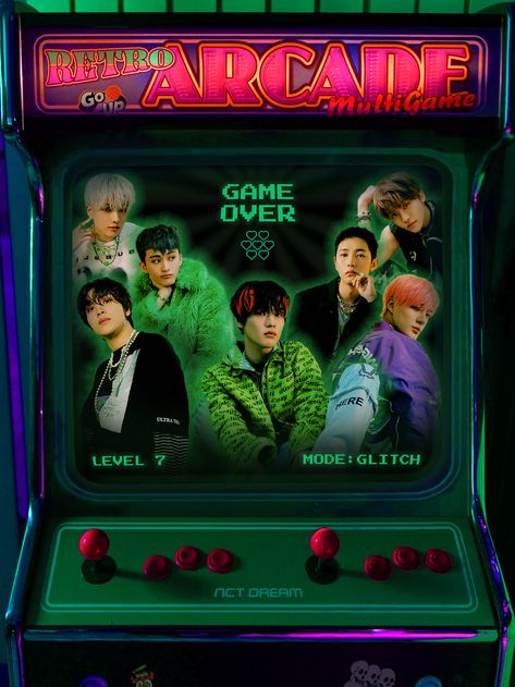 Glitch Mode Nct Dream, Nct Dream Glitch Mode, Graphic Design Music, Glitch Mode, Hip Hop Poster, Yearbook Ideas, Yearbook Design, Gaming Posters, Peach Aesthetic