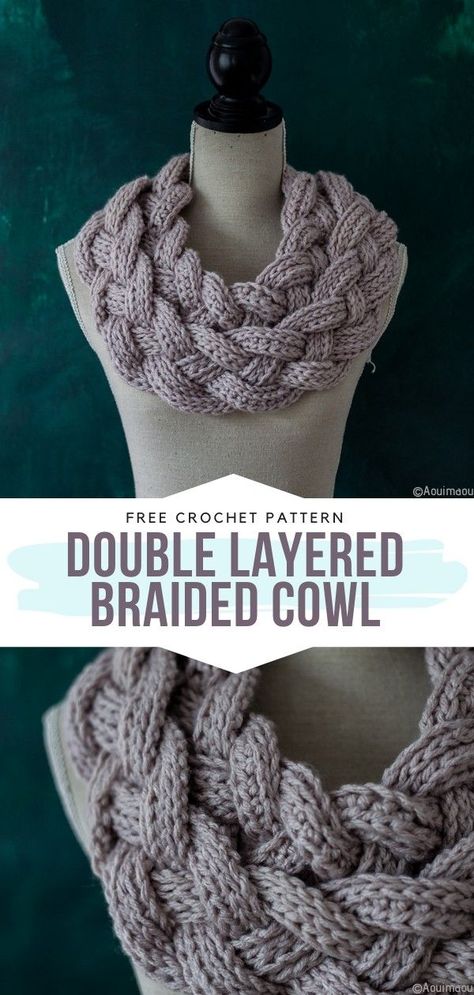 Double Layered Braided Cowl Free Crochet Pattern Crochet Patterns Cowl Free, Crochet Braided Cowl, Crochet Braided Scarf Pattern Free, Braided Cowl Crochet Pattern Free, Braided Crochet Scarf, Lacy Cowl Crochet Pattern Free, Crochet Braided Scarf, Braided Scarf Crochet, Chunky Yarn Crochet Cowl Free Pattern