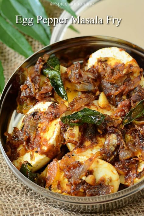 egg-pepper-masala-fry Quick Egg Recipes, Egg Recipes Indian, Quick Fried Rice, Egg Fry, Chicken Recipes Quick, Trendy Recipes, New Chicken Recipes, Rice Side Dish Recipes, Eggs In Peppers