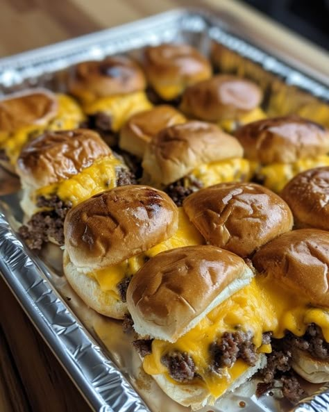 Hands down, these are the only sliders my hubby will eat when he's watching football! Hamburger Sliders, Slider Sandwiches, Cheeseburger Sliders, Watching Football, Low Fat Cheese, Best Casseroles, Hawaiian Rolls, Slider Recipes, Hamburger Recipes