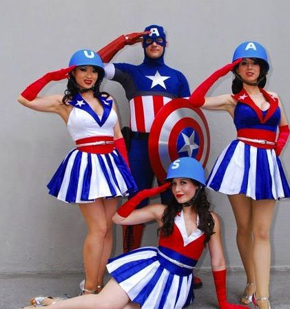 captain american & the usa girls Usa National Costume, Usa Costume, Girl Captain, Cosplay Couple, Captain America Cosplay, Captain America Costume, Usa Girls, Dapper Day, Funny Picture