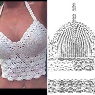 18 Tops Tejidos a Crochet con Patrones Crochet Bra Top Pattern, Tops Tejidos A Crochet, Pola Bra, Tops A Crochet, Crochet Bra Pattern, Crochet Bra Top, Top A Crochet, Crop Top Pattern, Crochet Bra