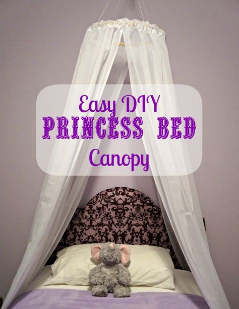 Easy DIY princess bed canopy. No sew, comes together in under 10 minutes. Diy Bed Canopy, Princess Bed Canopy, Princess Canopy Bed, Mint Room, Princess Canopy, Canopy Bed Diy, Backyard Canopy, Princess Bed, Diy Canopy