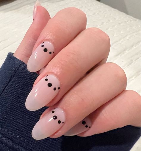 Polka dotsGel XNail Design French Accent Nail Designs, Short Dot Nail Designs, Acrylic Nail Designs Accent Nail, Dot Tip Nails, Simple Dot Design Nails, Geometric Nail Art Almond, Easy Nail Dot Designs, Dot Designs On Nails, How To Do Polka Dot Nails