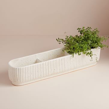 Fluted Windowsill Planter Small Terracotta Pots, White Planters, Modern Planters, Glass Terrarium, Mirror Wall Art, Remodeling Ideas, Frame Wall Decor, Ceramic Table Lamps, Outdoor Planters