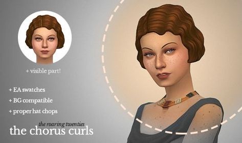 Sims Historical, 1920 Hair, Hair Ts4, Zoella Hair, 20s Hair, Sims 4 Decades Challenge, 1920s Hair, Cc Mods, Sims Building