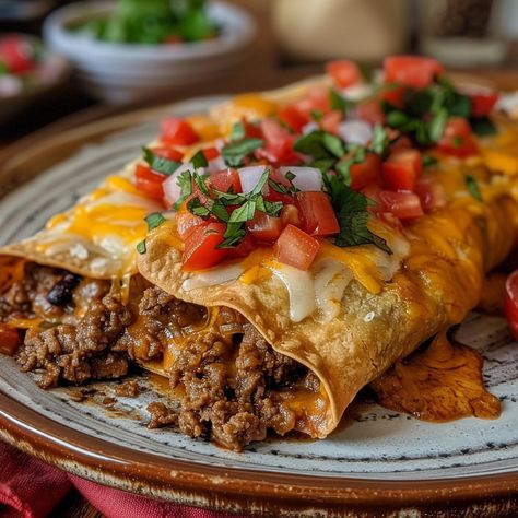 How to Make a Delicious Beef and Cheese Chimichanga Beef Cheese Chimichanga, Cheese Chimichanga Recipe, Easy Chimichanga Recipe, Beef And Cheese Chimichangas, Beef Chimichanga, Chimichanga Beef, Chimichanga Recipe, Main Entrees, Spiced Beef