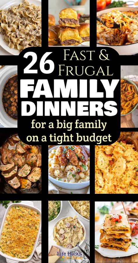 Cheap Dinner Ideas For Families On A Budget. 26 Frugal Large Family Meals On A Budget- Dirt Cheap Meals - Cheap easy dinners for family struggle meals healthy inexpensive quick budget dinners for picky eaters that feed a lot or family of 4. Dinners For Big Families, Food To Feed A Large Group, Cheap Easy Dinners For Family, Dinners For Picky Eaters, Easy Crockpot Dump Meals, Dinners For Family, Budget Meal Planning Families, Dinner Ideas For Families, Struggle Meals