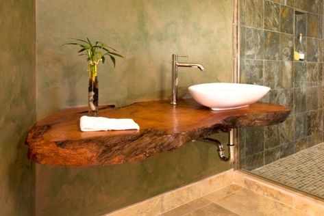 madera baño Lavabo D Angle, Asian Bathroom, Wooden Worktops, Wooden Countertops, Beadboard Backsplash, Wooden Counter, Diy Countertops, Laminate Countertops, Floating Vanity