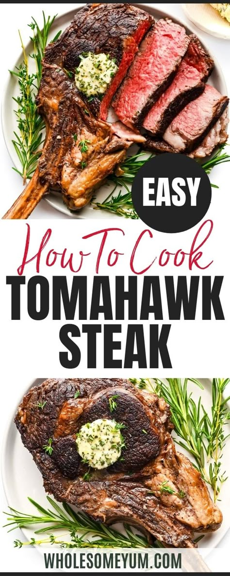 How To Cook A Tomahawk Steak - Wholesome Yum Grilled Tomahawk Steak, Tomahawk Steak Recipe, Best Grilled Steak, Steak In Oven, Tomahawk Steak, Grilled Steak Recipes, Steak Recipe, How To Grill Steak, Steak Dinner