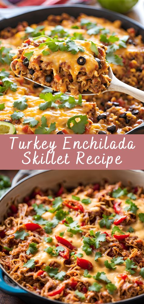 Turkey Enchilada Skillet Recipe | Cheff Recipes Turkey Burger Skillet Recipes, Turkey And Black Bean Enchiladas, Turkey Enchilada Skillet, Ground Turkey Enchilada Skillet, Ground Turkey Rice Recipe, Ground Turkey Mexican Recipes, Ground Turkey Skillet Recipes, Dinner Recipes With Ground Turkey, Ground Turkey Enchilada Casserole