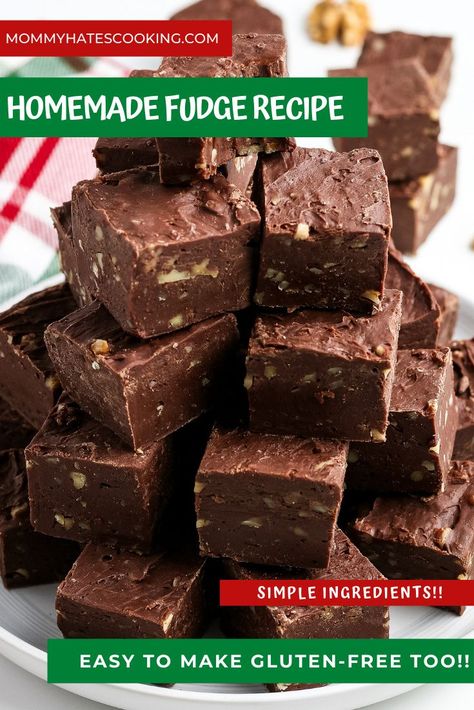 Make this basic easy fudge recipe that is also gluten-free too, it can be adapted with a variety of variations! Gluten Free Xmas, Classic Chocolate Fudge, Easy Fudge Recipe, Mocha Fudge, Gluten Free Fudge, Easy Chocolate Fudge, Easy Fudge, Homemade Fudge Recipes, Christmas Fudge