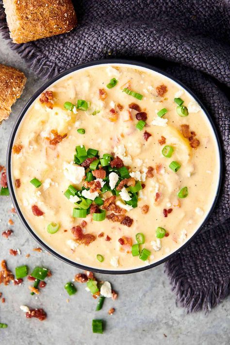 Chicken Potato Soup - with Leftover or Rotisserie Chicken and Bacon Mexican Chicken And Rice Soup Recipe, Mexican Chicken And Rice Soup, Crock Pot French Dip Sandwiches, Tom Kha Gai Soup, Rotisserie Chicken Soup, Chicken Potato Soup, Bacon Cheeseburger Soup, Vegetable Chili, Broccoli Cheese Soup Recipes