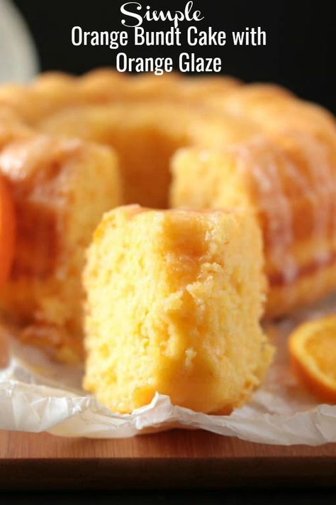 This Simple Orange Bundt Cake with Orange Glaze is a delicious easy cake that requires no mixer. It's full of yummy citrus flavor and goes perfectly with tea or coffee. #bundt #orange #cakes #dessert #sweet #bundtcake Orange Cake Easy, Easy Delicious Cakes, Orange Bundt Cake, Orange Dessert, Orange Cake Recipe, Orange Glaze, Bundt Cakes Recipes, Orange Cake, Köstliche Desserts