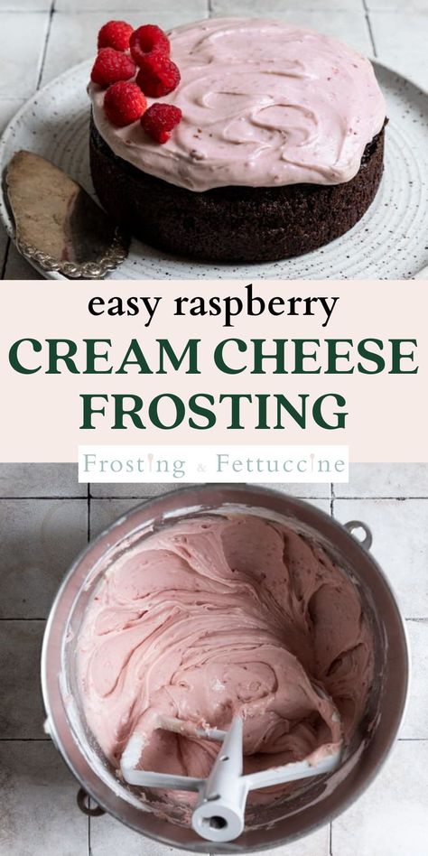 This homemade raspberry frosting with cream cheese is bursting with flavor! For this frosting recipe we use raspberry jam instead of fresh raspberries to reduce the moisture. Its the perfect raspberry icing for chocolate cakes and cupcakes and comes together in just a few minutes! Berry Frosting Recipe, Raspberry Frosting With Jam, Raspberry Jam Frosting, Raspberry Glaze For Cheesecake, Raspberry Icing Recipe, Raspberry Frosting Recipe, Easy Frosting Recipes, Frosting With Cream Cheese, Raspberry Cream Cheese Filling