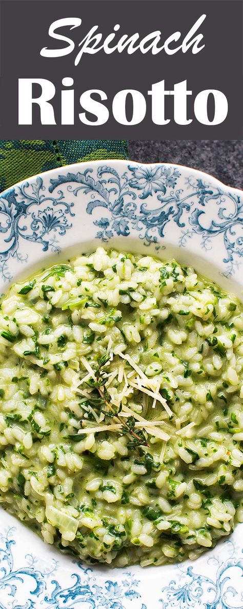 Spinach Risotto! Simple easy risotto with fresh baby spinach, stock, Parmesan and lemon #italian #risotto #spinach Paella Recept, Spinach Risotto, Easy Risotto, Risotto Recipes, Spinach Recipes, Acid Wash Denim, Baby Spinach, Rice Dishes, Dinner Tonight