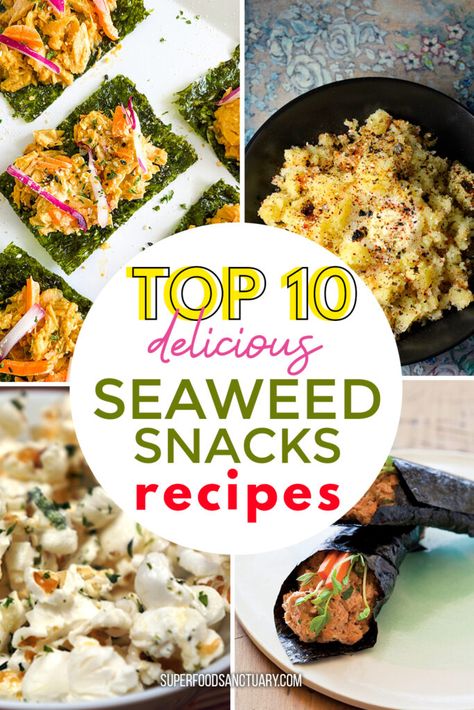 Top 10 Yummy Seaweed Snacks Recipes  - Superfood Sanctuary Dry Seaweed Recipes, What To Eat With Seaweed Snacks, Meals With Seaweed, Dried Seaweed Recipes Snacks, Seaweed Recipes Snacks, Seaweed Chips Recipe, Rice Seaweed Wrap, Roasted Seaweed Recipes, Seaweed Appetizers