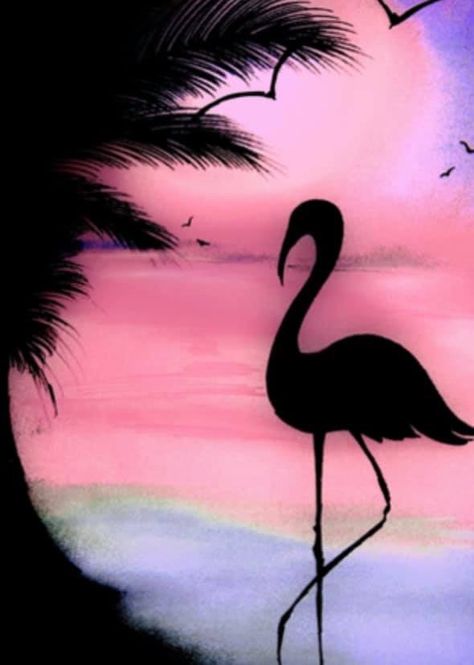 Flamingo Painting Acrylic, Flamingo Paintings, Flamingo Drawing, Flamingo Painting, Paintings Easy, Drawing Easy, Art Painting Acrylic, Night Ideas, Pebble Art