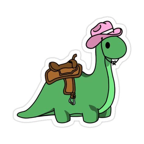 Dinosaur With Cowboy Hat Tattoo, Dinosaur Tracing, Cute Dinosaur Drawing, Dino Stickers, Weird Stickers, Dinosaur Tattoos, Bff Gifts Diy, Dinosaur Stickers, Getting A Tattoo