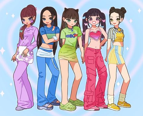 New Jeans Kpop, Jeans Drawing, Hello Kitty Wallpaper Hd, New Jeans Style, Ordinary Girls, Puff Girl, Kpop Drawings, Girls Rules, Cute Little Drawings