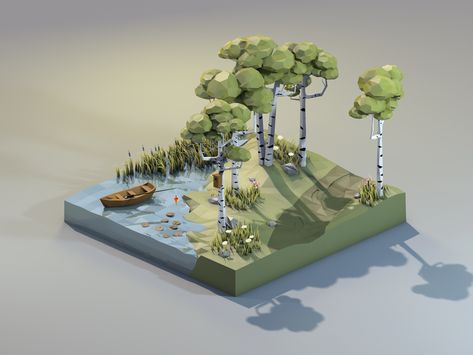 Low Poly Environment, Low Poly Forest, Blender Inspiration, Fantasy Buildings, 3d Isometric, 3d Scene, Poly Art, Low Poly Games, 3d Environment