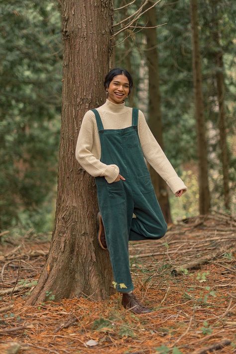 Dungaree Outfit, Christian Modesty, Free Spirit Aesthetic, Olive Clothing, Corduroy Dungarees, Cottagecore Outfits, Dark Sage, Estilo Real, Corduroy Overalls