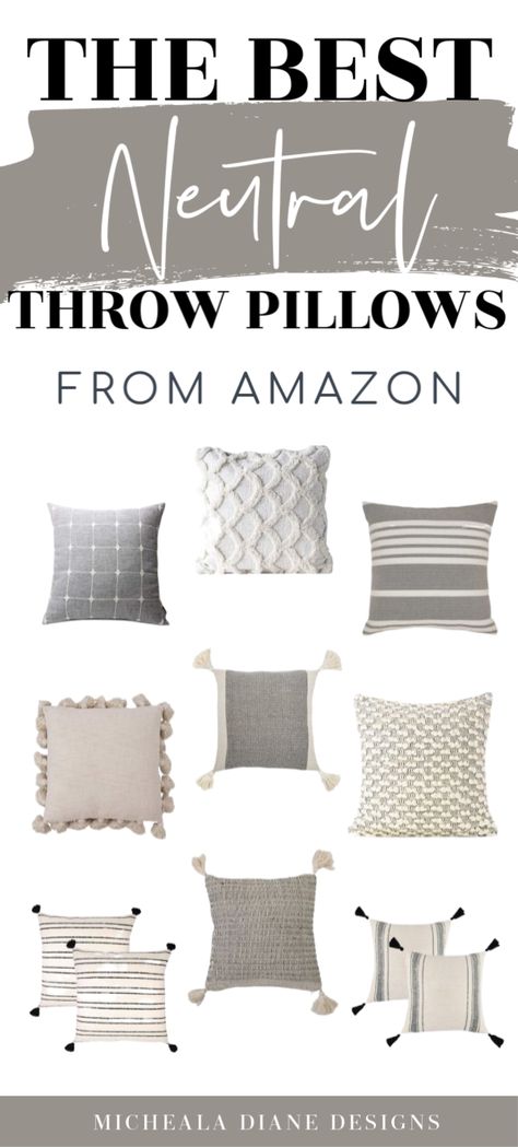 The best neutral throw pillows from Amazon. Neutral throw pillows for couch. Cozy throw pillows. #throwpillows #neutralhomedecor #affiliate Beige Couch, Neutral Throw, Neutral Throw Pillows, Throw Pillows Bedroom, Farmhouse Throw Pillow, Throw Pillows Living Room, Neutral Pillows, Grey Throw Pillows, Couch Decor