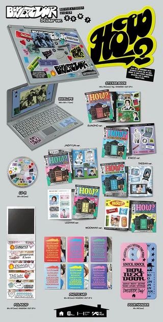 BOYNEXTDOOR - 2nd EP HOW? (Album Packaging Preview) : kpop Kpop Packaging Design, Kpop Album Packaging, Kpop Album Design, Y2k Packaging, Sticker Y2k, Album Packaging, Album Designs, 카드 디자인, Creative Block