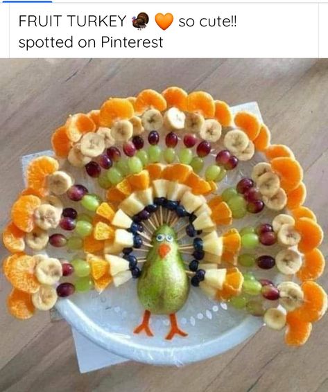 Kid Party Food Ideas, Kid Party Food, Fruit Turkey, Fruit Buffet, Fresh Fruit Tart, Warm Scarves, Vegetable Tray, Party Food Ideas, Food Carving