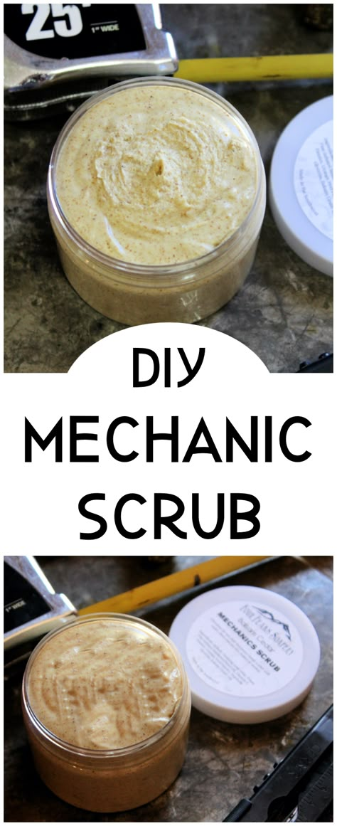 This DIY Mechanics Scrub is filled with pumice powder to scrub away grease and grime and has added ingredients to moisturize and soften. Hand Scrub Diy, Diy Lush, Diy Mechanics, Herbal Recipes, Diy Scrub, Diy Remedies, Scrub Recipe, Homemade Diy, Homemade Soap Recipes