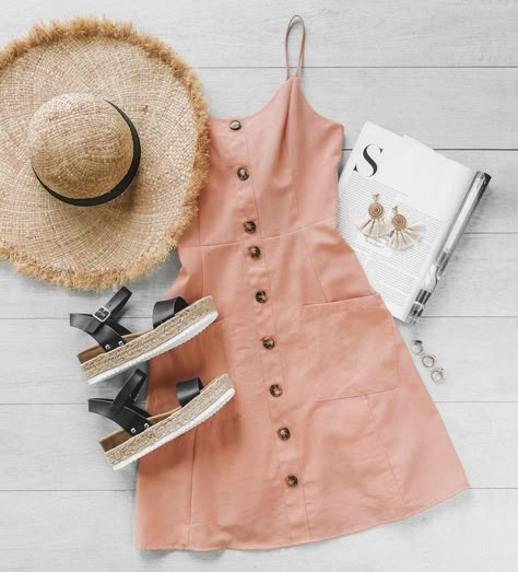 Peach Outfit Aesthetic, Peach Sundress, Peach Outfit, Aesthetic Peach, Casual Sundress, Summer Spring Outfits, Looks Street Style, Fashion Images, Moda Vintage