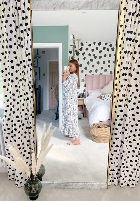 Dalmatian Bedroom Ideas, Dalmatian Curtains, Dalmatian Bedroom, Animal Print Bedroom, Box Room, Print Curtains, Dalmatian Print, Farmhouse Bedroom Decor, Teen Bedroom Decor