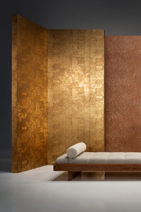 Gilded Heritage — Arte Golden Colour Wallpaper, Gold Leaf Wallpaper, Heritage Wallpaper, Boutique Wallpaper, House California, Gold Accent Wall, Gold Metallic Wallpaper, Japanese Restaurant Design, Gold Leafing