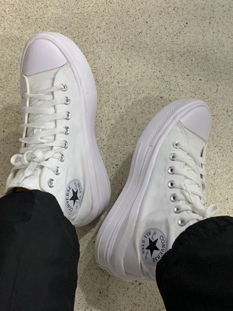 Converse All Star Move, Converse Move, Converse Platforms, Inspo Fits, Slouch Socks, Shoe Wishlist, Shoe Inspo, Converse All Star, Converse Chuck