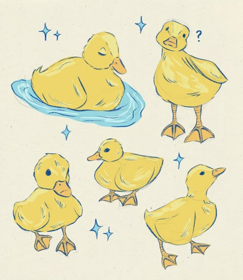 Animal Pairs Drawing, Fat Duck Drawing, Draw Duck Easy, Silly Duck Drawing, How To Draw Ducks, Duckling Doodle, Cute Duckling Drawing, Cute Duck Illustration, Duckling Illustration