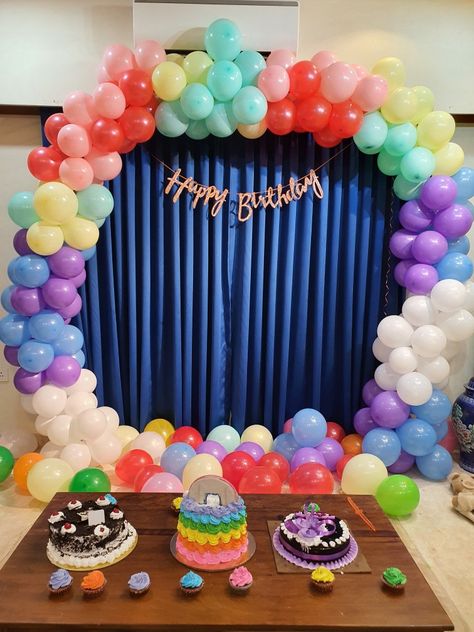 I was about to make a rainbow 🌈 out of balloons but then i thought of giving the pastel colours a new twist 😅 Farewell Decorations, Snow Decorations, Make A Rainbow, Birthday Flowers Bouquet, Baby Boy 1st Birthday Party, Baby Pic, Kids Birthday Theme, Birthday Balloon Decorations, Baby Boy 1st Birthday