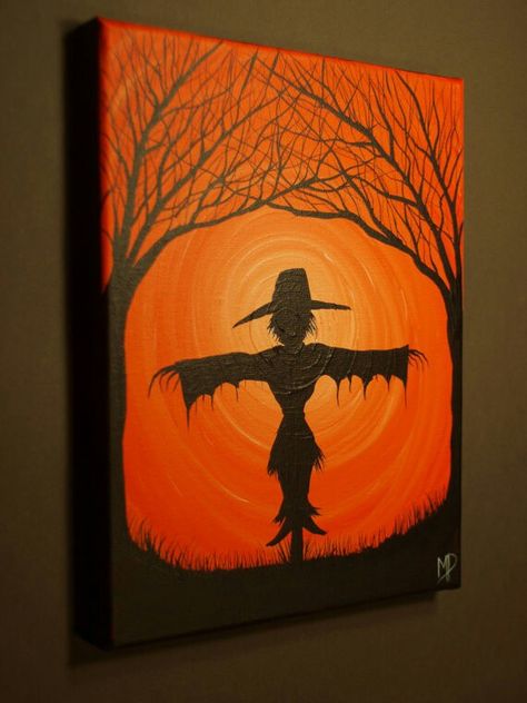 Scarecrow. Expressive Drawing, Halloween Canvas Paintings, Halloween Canvas Art, Imprimibles Halloween, Fall Canvas Painting, Fall Canvas, Paint Parties, Holiday Painting, Halloween Painting