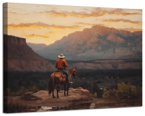 PRICES MAY VARY. Vintage Landscape Art Prints: Size is 12x16in (30x40cm), You can hang framed canvas wall art on your wall anytime Western Cowboy Wall Art: Add a touch of the Wild West to your home decor with this Western Cowboy Wall Art. Perfect for enthusiasts of horse riding and cowboy culture, this wall art makes a bold statement and creates a unique focal point in your home Ranch Home Decor: Create a stylish and inspiring atmosphere in any room with our western wall decor. Whether it's your Cowboy Pictures Western, Western Pictures For Wall Collage, Rustic Western Living Room, Horse Riding Art, Prints For Bathroom, Southwest Wall Decor, Medieval Home Decor, Cowboy Room, Cowboy Culture